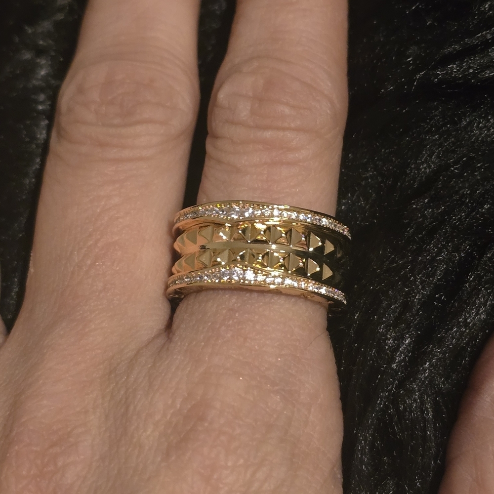 22kgp Dubai Jewelry - Elegant Gold and Silver Band Ring